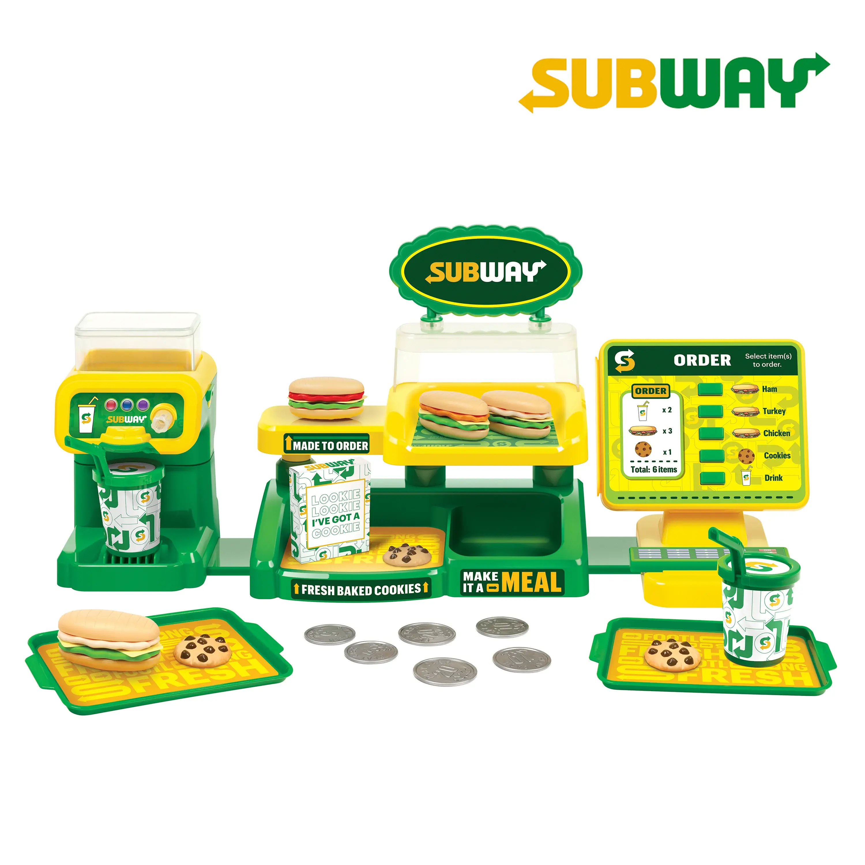 Subway Official Licensed Mini Store Cash Register Food Playset 29 piece - Pretend Play Set
