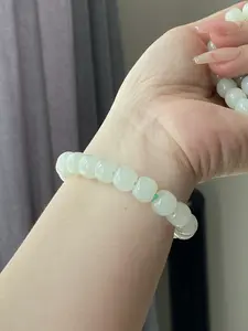 AA  Natural White Jade square bead handmade Bracelet Best lucky Gift for her,gift for Mom,meditation crystal bracelet gift for him