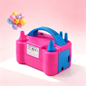 Electric Balloon Pump, Portable Electric Balloon Blower Machine Balloon Air Pump Dual Nozzle Rose Red 110V 600W Balloon Inflator for Party Decorations