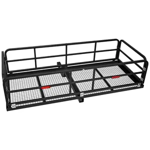 Heavy-Duty Folding Hitch Cargo Carrier Basket – 750 lbs Capacity, 60 x 26 x 13.8 in, Rear Luggage Storage with High Side Rails, Wheels & Handle, Fits 2" Receiver, for Car, SUV, Truck, RV, Portable, Ideal for Camping and Hauling Heavy-Duty Folding Hitch Ca