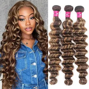 3 Bundles 4 27 Highlight Loose Deep Wave Bundles Honey Blonde Colored Human Hair Bundles