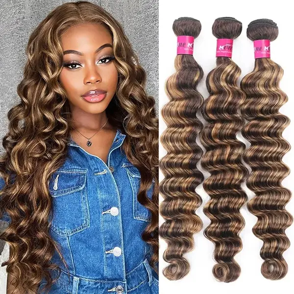 3 Bundles 4 27 Highlight Loose Deep Wave Bundles Honey Blonde Colored Human Hair Bundles