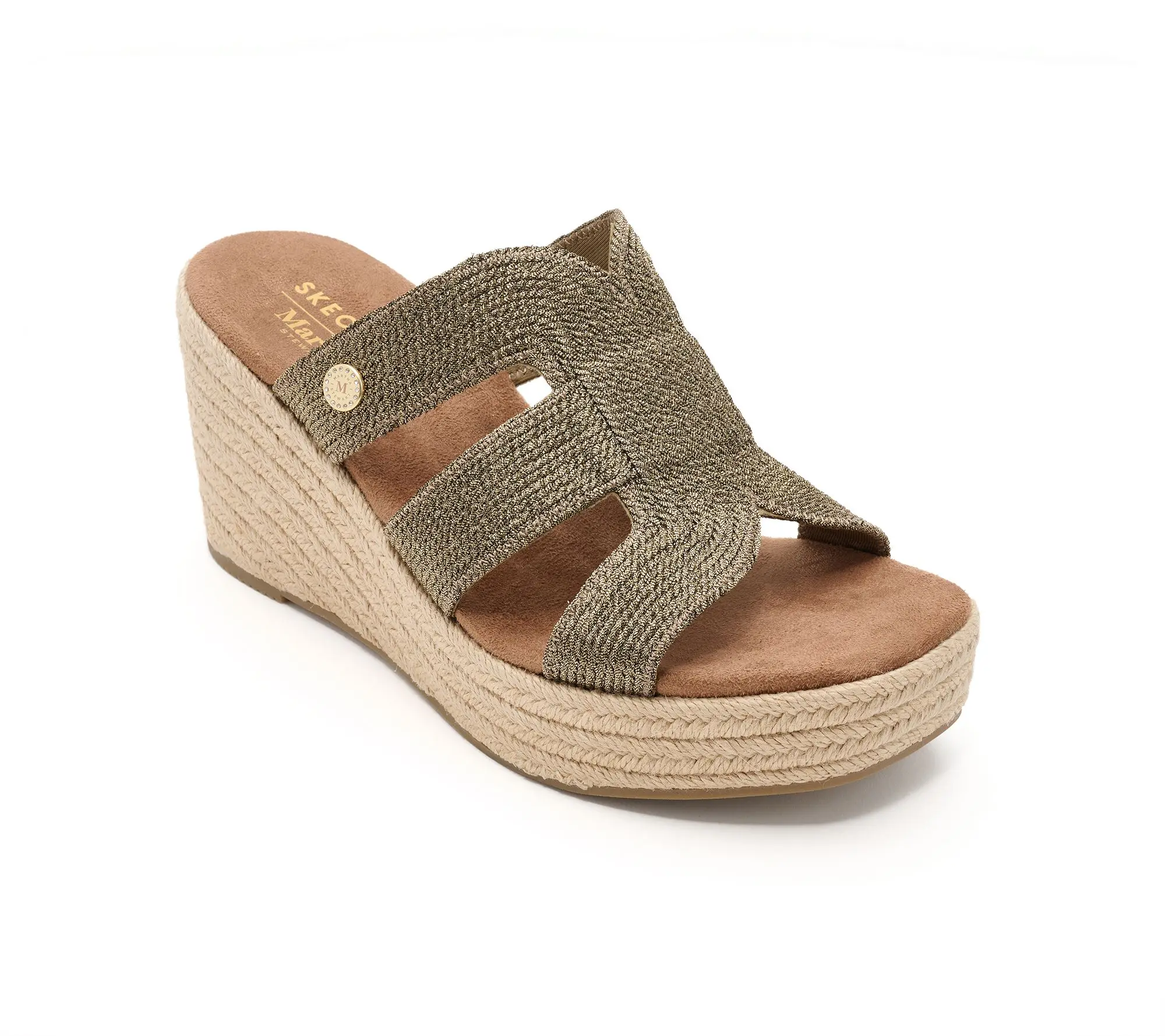 Martha Stewart X Skechers Metallic Jute Slide Wedge Sandals