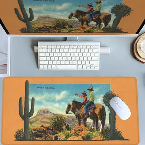 Vintage Western Cowboys Mouse Pads Extra Large Computer Desk Top Mat Mouse Pad for Laptop Mouse Desk Pad Desk Mats with Non - Slip Rubber Base Stitched Edge for Home and Office Desk Accessories Office Supplies