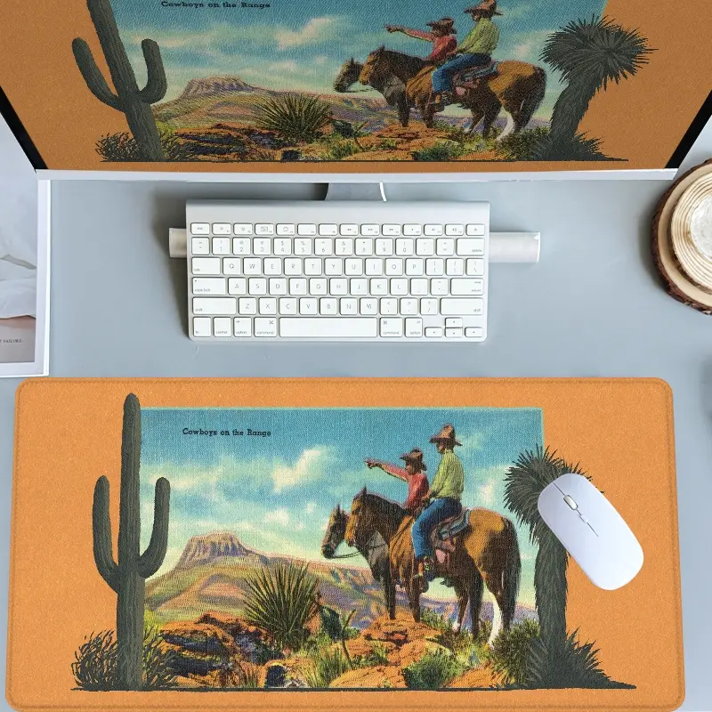 Vintage Western Cowboys Mouse Pads Extra Large Computer Desk Top Mat Mouse Pad for Laptop Mouse Desk Pad Desk Mats with Non - Slip Rubber Base Stitched Edge for Home and Office Desk Accessories Office Supplies