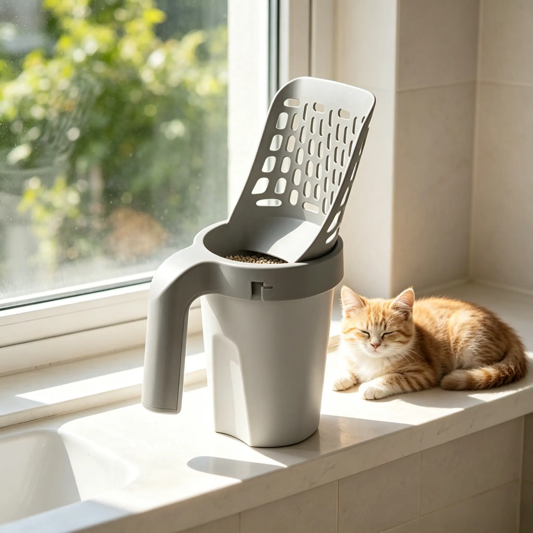 Cat Litter Scooper, Cat Litter Scoop, Litter Box Scoop with Waste Holder, Large Capacity Cat Poop Scooper, Mess Free Litter Box Cleaner, Easy Clean Cat Litter Shovel for Indoor Cats, Multi Cat Homes,  Leak-Proof Odor-Resistant Pet Poop Bags