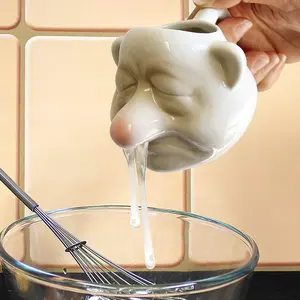 Ceramic Creative Kitchenware Snot Dwarf Egg White Separator Ceramic Big Nose Egg White and Yolk Filter
