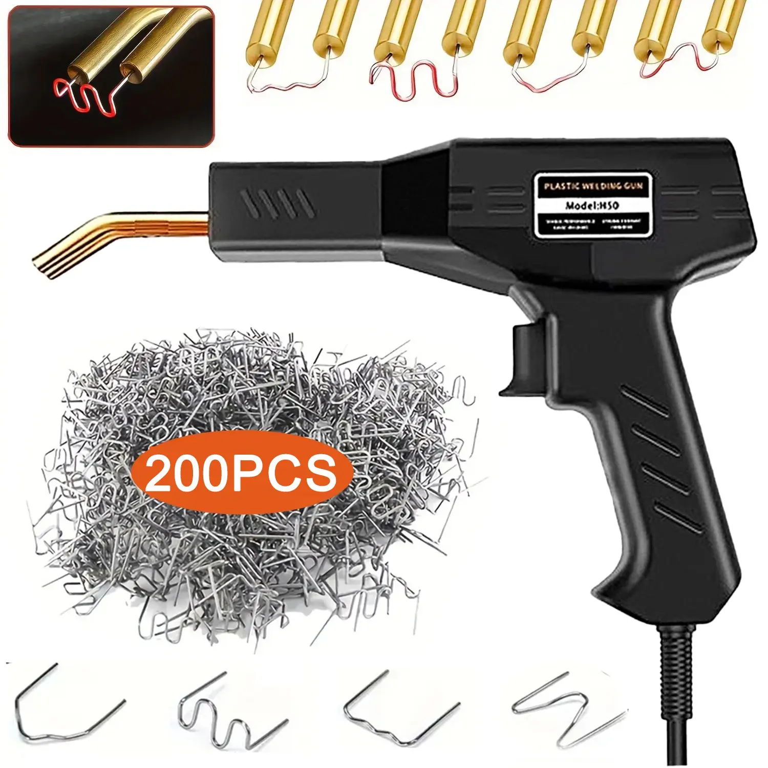 Plastic Welding Gun Kit, Plastic Welder, Plastic Welding Tool, Easy Repair with 200/1000pcs Rivets, Ideal for Car Bumper Cracks, Kayaks, Plastic Toys, Simple Plastic Repairs