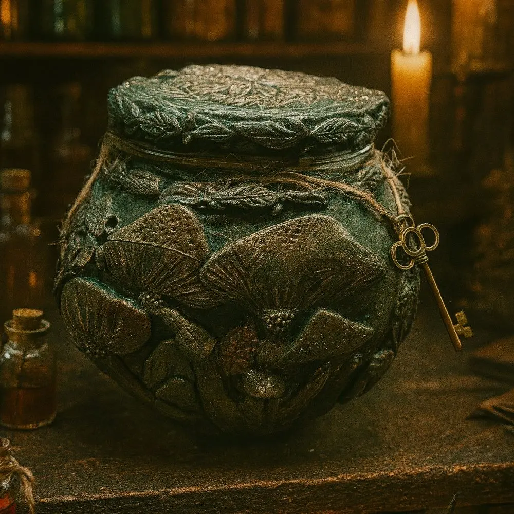 “The Mycelium Key” – Mushroom Journey Jar  A one-of-a-kind hand-sculpted forest relic by Willowstar Magick & Mystics