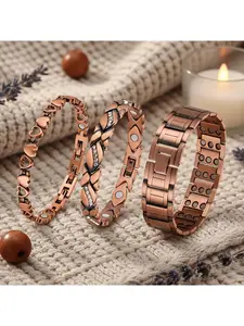 3 Pack Magnet Bracelets for Men and Women - Durable Copper Bracelets, Adjustable Bracelets - Perfect for Couples, Father's Day/Mother's Day, Spieting - Magnetic Jewelry Gifts for Men and Women, Magnet Bracelets for Women, Bracelet Magnets
