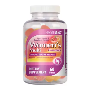 HealthA2Z Women's Multivitamin Gummies (Peach, Orange & Strawberry Flavored) - 60 Pieces (Pack of 1) - Vitamins A, D, C, E, B3, B6, B12, B5, Biotin, Folic Acid - Supports Metabolism, Stress, Skin, Hair & Nail