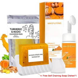 Turmeric Soap & Cleansing Pad & MousseCleanser Set, 3 Counts/set Deep Cleansing &Nourishing Skin Care Kit for Women & Men Al!Skin Types, Christmas, Christmas Gift