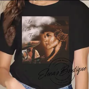 Elena's La Vida Es Fría Custom T-Shirt for Women - Top Womenswear Streetwear Casual Crewneck Lady Comfort Shortsleeve Comfortable Statement Tshirt Fashion