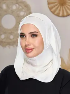 Women's Solid Color Balaclava Ski Mask, Breathable Stretchy Neck Warmer, Non-Slip Sports Headwear, Boho Style All-Season Accessory, Modest Hijab For Muslim