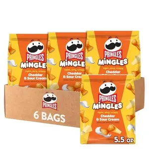 Pringles Mingles Puffed Snacks, Cheddar and Sour Cream, Cheese Puffs, Salty Snacks (6 Bags)