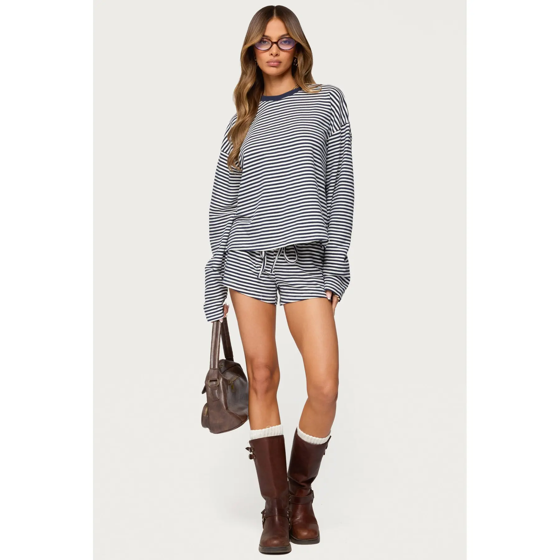 Jainee Striped Drawstring Shorts