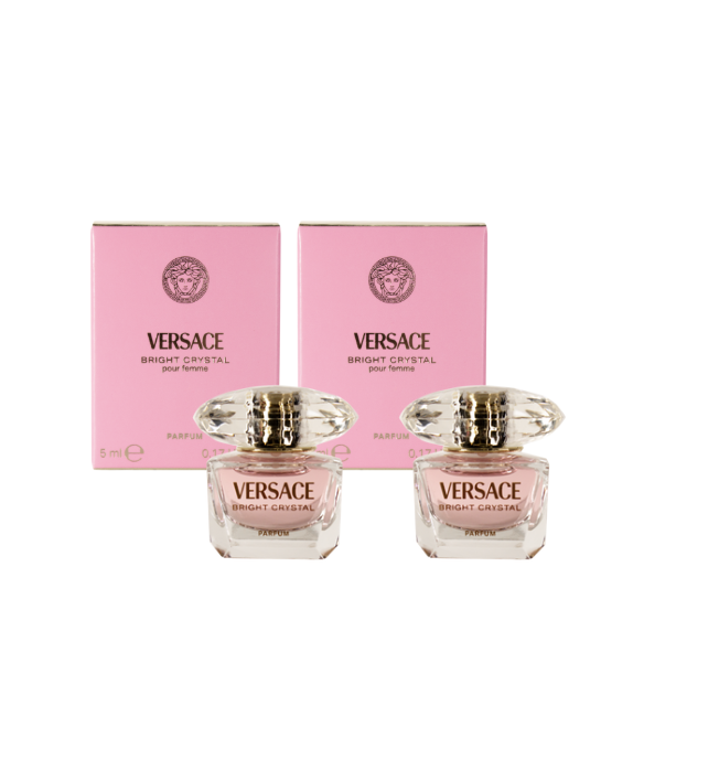 VERSACE Bright Crystal Absolu EDP 0.17oz/5ml Mini Floral Fruity Fragrance Blend Sprays for Spring & Summer Travel Kit 2-Pack