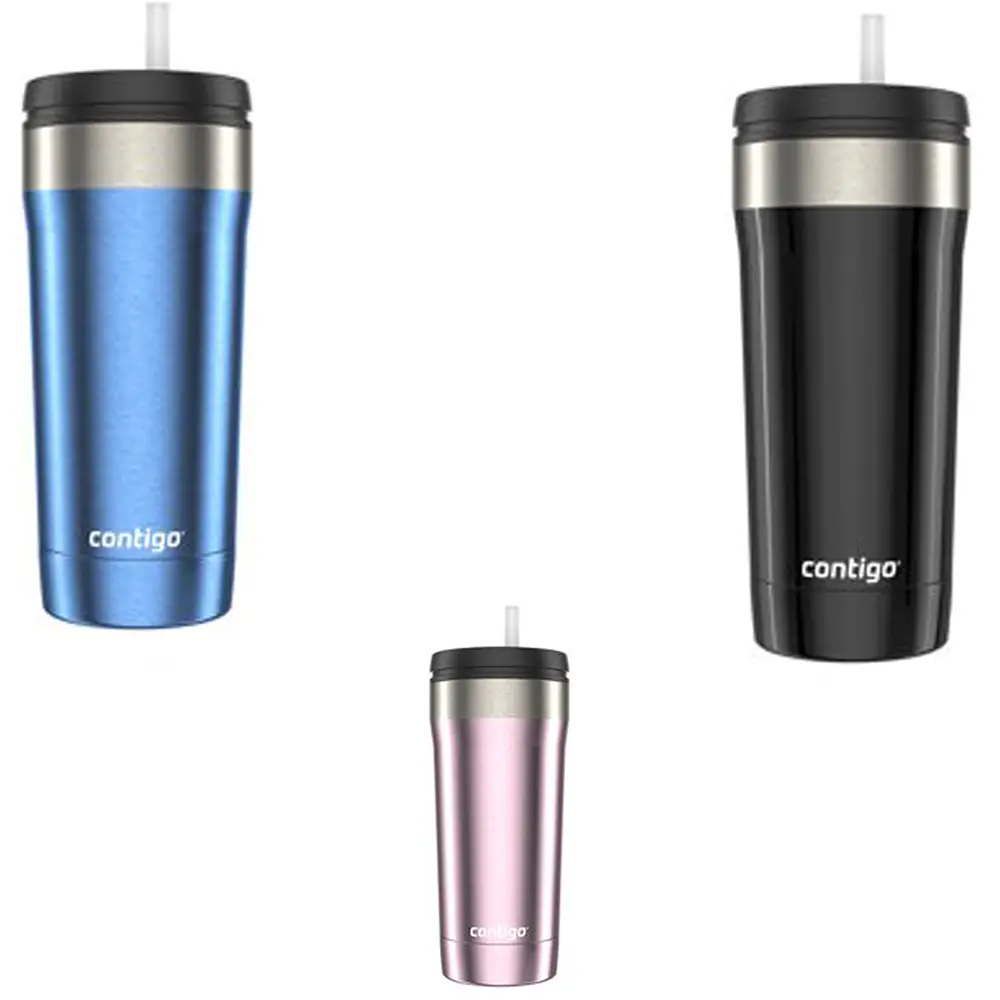 Contigo 18oz Uptown Dual Sip Stainless Steel Vacuum Flask Tumbler - Leakproof Straw Lid, Dishwasher Safe, Ideal for Coffee, Iced Tea, Adults, Flasks