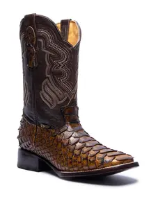 JP Western Boots - Honey Python Texture Embossed