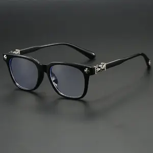 Metal Square Frame Anti-Blue Light Glasses – Fashion Flat Lens Blue Light Blocking Glasses – Casual Versatile Style for All Seasons