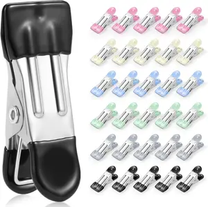 30-Pack Heavy Duty Clothespins - 2.17in Stainless Steel Organiser with Rubber Grips, Long-Lasting Laundry Hooks Clips for Drying Clothesline, Socks, Chip Bags & Kitchen Food Storage