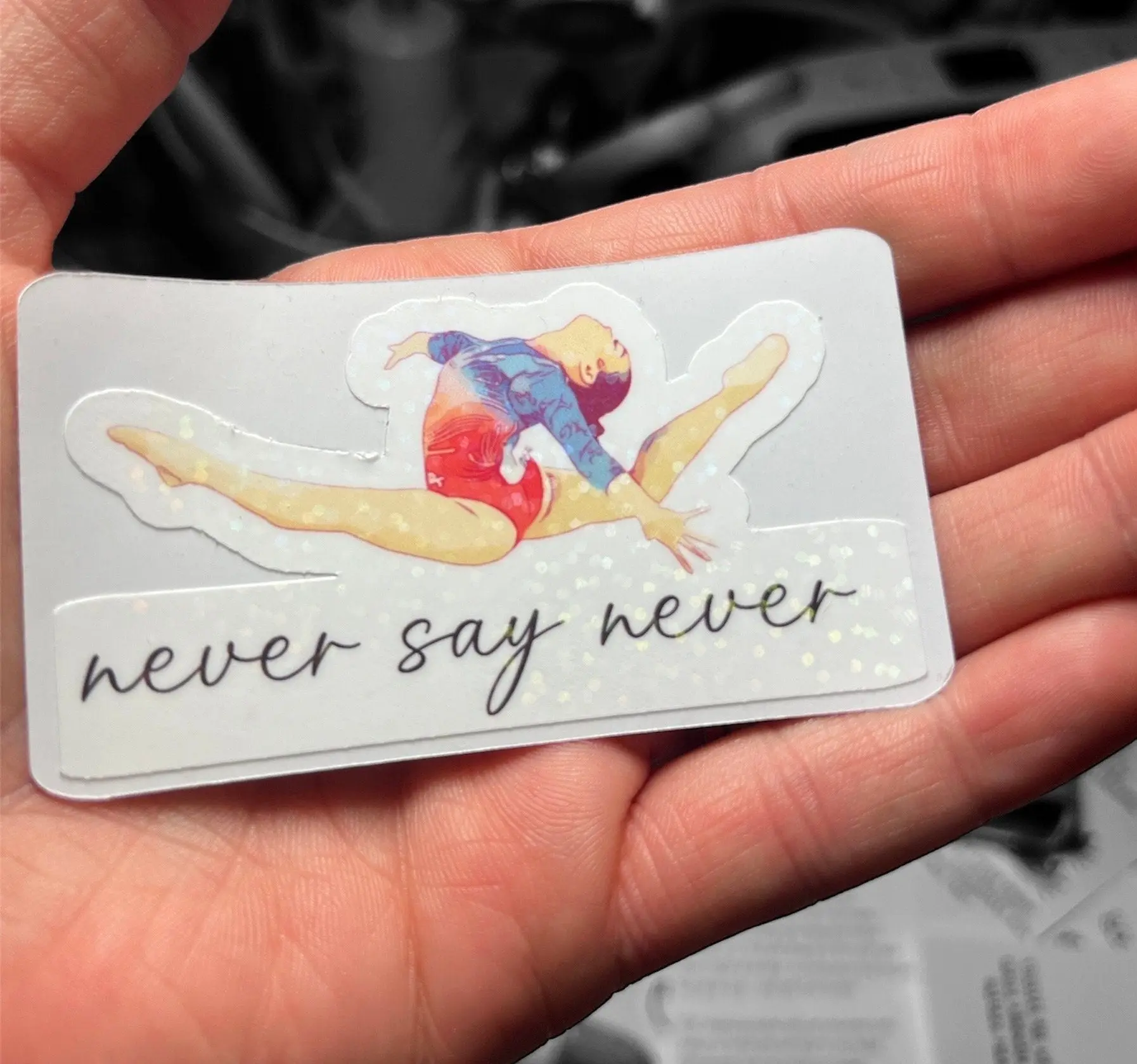 Never Give Up Suni Lee Team USA Gymnastics Olympian Holographic Stickers (2) Motivational/Inspirational