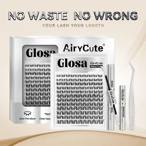 Glosa | AiryCute Velour Luxe Collection Upgrade U Lashes with Ultra-Dense, Waterproof, Long-Lasting Lashes | Vivi | Natural Daily | Beginner-Friendly DIY Lashes for a Flawless, Voluminous Look | Trendy & Must-Have Clusters