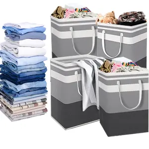 4 Pack Large Laundry Basket Waterproof Freestanding Laundry Bag Foldable with Extended Handle for Clothes Toys in Dormitory and Home