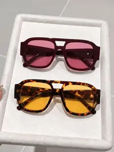 2pcs Stylish Aviator Sunglasses for Men and Women, Trendy Rectangle Design, Fashionable for Outdoor Activities and Daily Wear