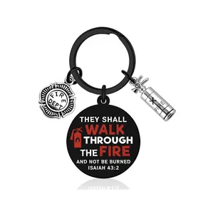 Firefighters Prayer Keychain Bible Verse Firefighter Gift for Men Women Adults Son Husband Boyfriend Firefighter Graduation