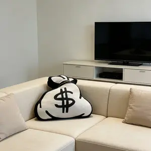 Money Bag Pillow - Dollar Symbol Cushion, Currency Decorative Pillow, Home Decorative Cushion, Euro Symbol Money Bag, Seat Pad & Backrest, One Pack