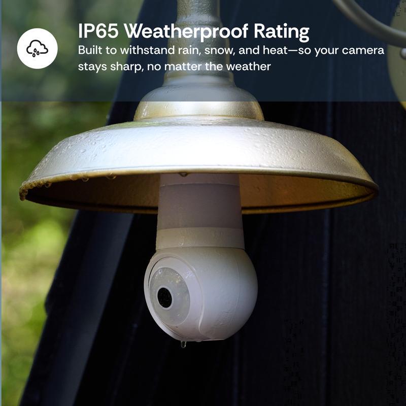 Luna Light Bulb Security Cam -2K 2.4GHz/5GHz WiFi, Indoor Outdoor Surveillance Monitoring Camera for Home, 360° Pan/Tilt, Color Night Vision, Built-In LED & Spotlight, Easy Installation (2025 Upgrade)