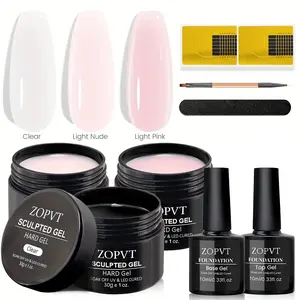 Builder Gel Nail Kit, Transparent Color, Light, 3 Colors Builder Gel Nails Set, Hard Gel Nail Builder, 30g, Manicure Extension Tool, Nail Art Tool, Nail Prep Kit