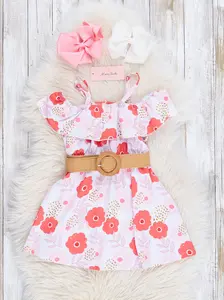 Mom & Me Pink & Orange Floral Belted Dress