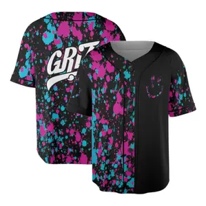 Griz Baseball Jersey, Neon Splatter Rave Shirt, EDM Festival Outfit #Baseballjersey