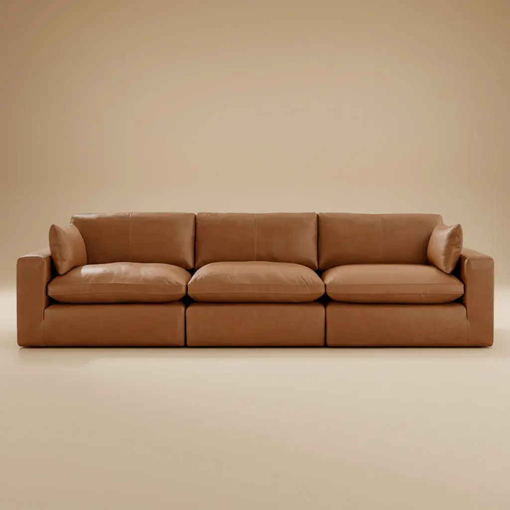 Emilia Caramel Leather 3-Piece Sofa