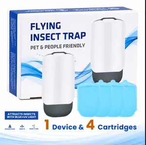 Flying Insect Trap & 4 Refill Cartridges– Safe Indoor Bug Catcher for Mosquitoes, Fruit Flies, Gnats & Moths, Perfect for Home Use