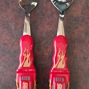 2PCS Disney Officially Licensed Cars/Toy Story/Stitch 3D Spoon & Fork Set, Cutlery Kit, Food-Grade Non-Slip Handle Portable Kids Tableware, Heat-Resistant Reusable for School, Picnics & Birthday Parties #GLOBAL PICKS