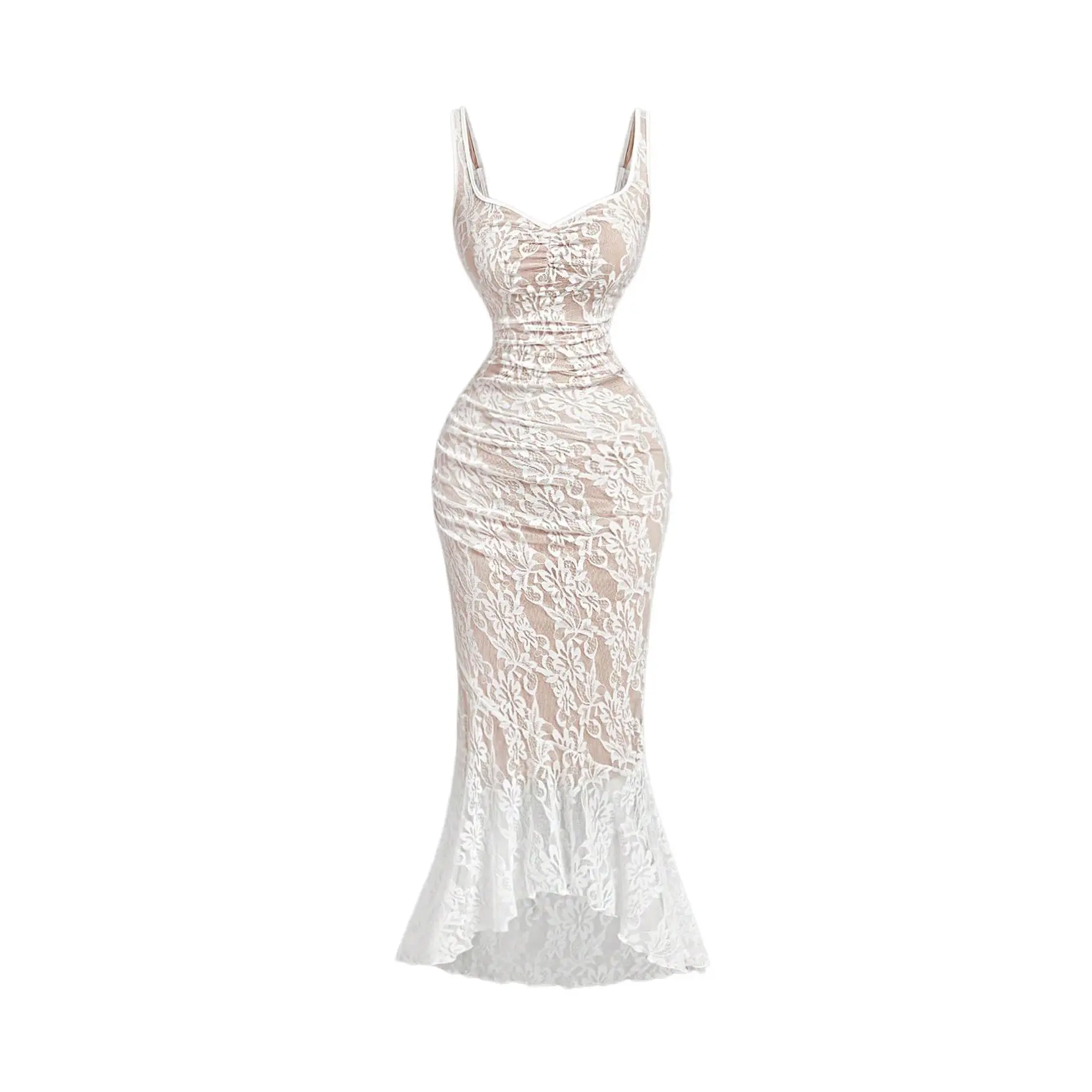 knee length dresses for ladies Sleeveless Sweetheart Neck Fishtail Midi Wedding Guest Dress for Elegant  Occasions