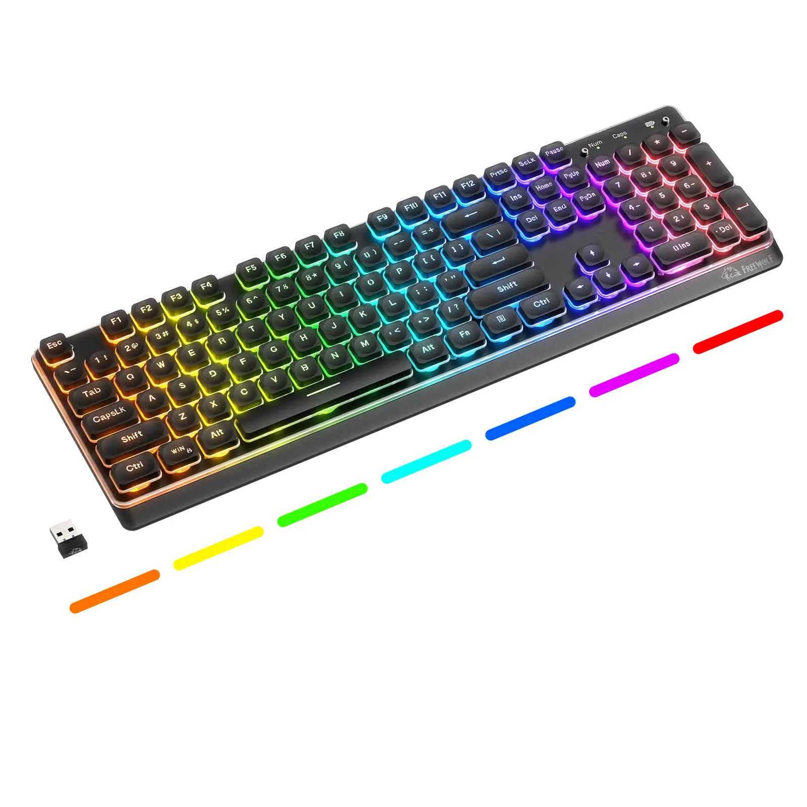 ZIYOU LANG M104 Full Size Wireless Gaming Keyboard Tri-Mode 2.4GHz/Wired/Bluetooth, Membrane Keyboard, Metal Panel, RGB, 4000mAh Rechargeable, Quiet Typing for PC/Mac/Windows