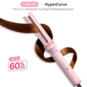 FORLIFA-Pro HyperCurve:3-in-1 Cool Air Automatic Curling & Straightening Iron,5 Min Quick Styling,360° Cooling Airflow,1.1billion Negative Ions,Triple Hair Protect&Burn-Free,Automatic Shut-Off,2-Way Rotation,Anti-Scald,Anti-Tangle,Summervibes