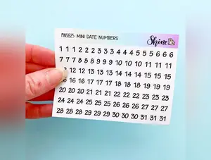 Clear Mini Date Number Planner Stickers  Mini Sheet