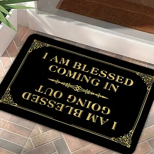 Blessings "Inspired Door Mat Design, Door Mat Increases Warm Family Atmosphere, Entrance Carpet Mat Decoration, Soft, Comfortable and Practical Floor Mat, Suitable for Indoor Living Room, Bedroom Home Decoration, Super Soft Rug, Decorative Area Rug