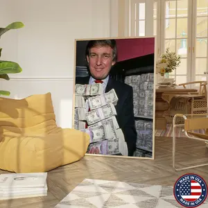 Trump holding Stacks of Cash 1980s, Donald Trump Poster, Celebrity Photos, Man Cave Wall Art, President Poster, Trump Poster, Money Prints