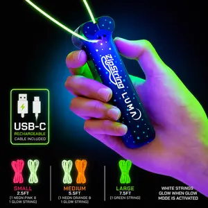 ZipString Luma - Glow-in-the-Dark Flying String Toy with LED Lights - Endless Tricks & Shapes - STEM Fun for Kids & Adults - 5 String Loops & USB-C Charging