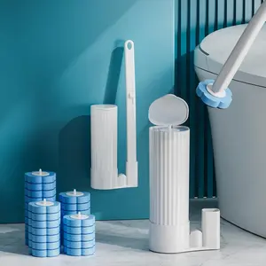 Toilet Brush with Replacement Head Set, 1 Count Toilet Cleaning Brush with Holder & 48/60/72/84/96pcs Disposable Replacement Brush Head, Bathroom Cleaning Tool, Bathroom Accessories