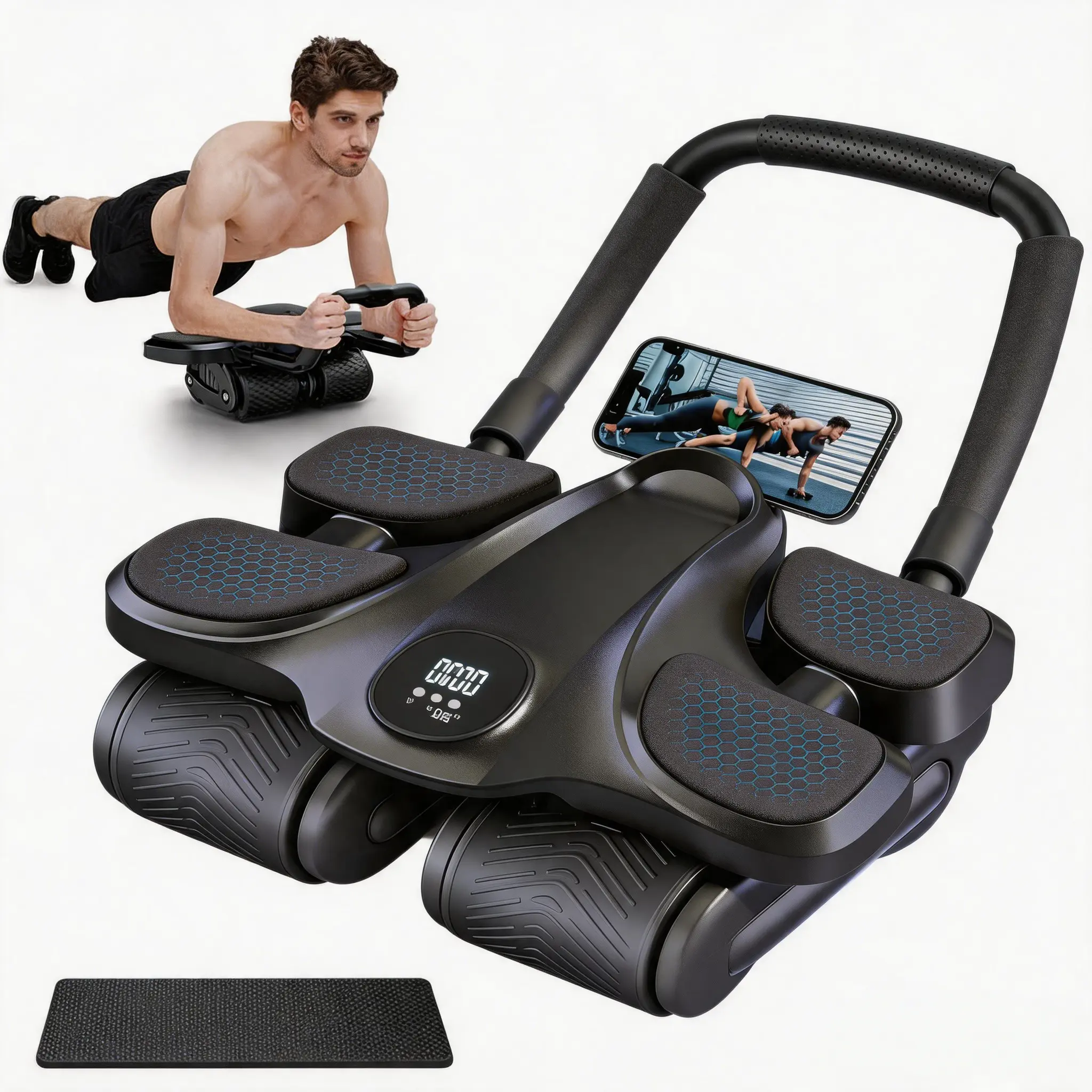 Abdominal Exercise Machine Ab Roller 4-Wheels with Elbow Support Automatic Rebound Abdominal Wheel Abs Workout Equipment for Core Workout Deals for You summerwins BootySprout Training Device Resistance Waist Twister Trainer body contour campingessentials