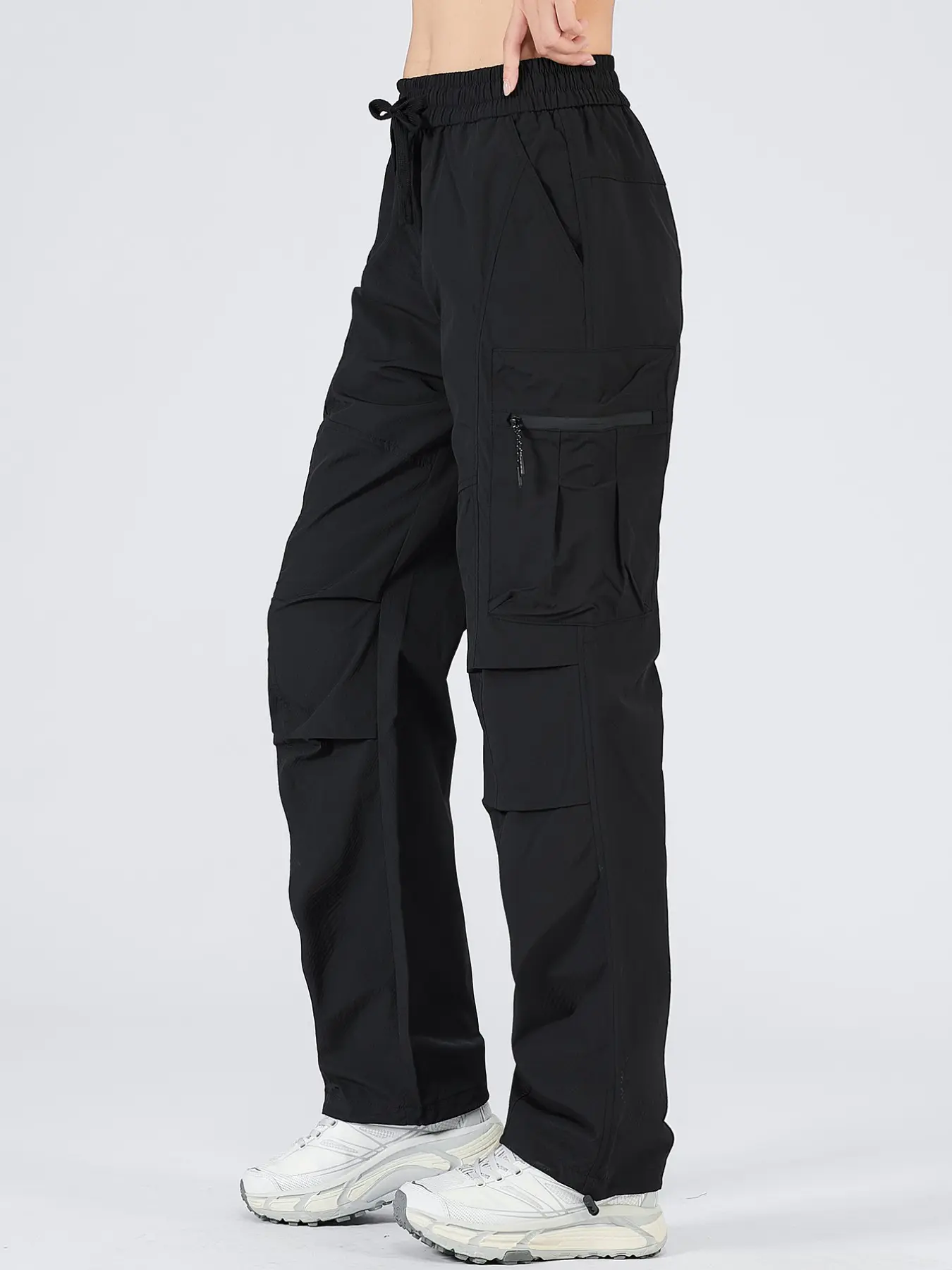 Women's Summer Hiking Pants Lightweight Quick-Dry Long Pants, Outdoor Hiking Trousers, Breathable Sports Trousers, Breathable Athletic Bottoms, Zipper Multi-Pocket Design, Adjustable Drawstring Hem, Breathable Outdoor Soft Shell Material