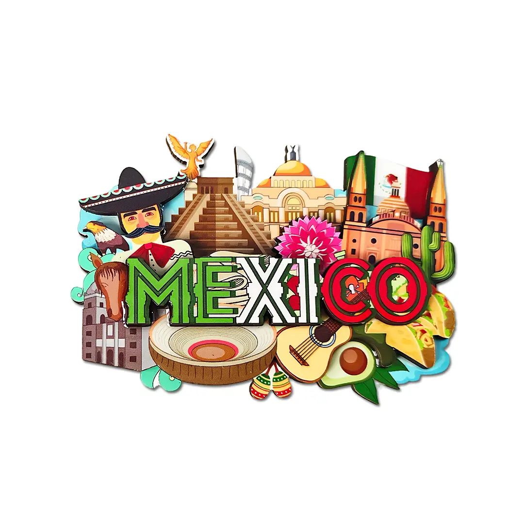 Customizable Mexico Tourist Attraction Refrigerator Magnets - Decorative Removable Stickers, Personalized Collection Option for Kitchen, Office Home Decor Supplies, Home Decor Supply, Irregular