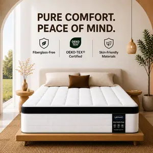 【LIVE Exclusive-LA】12/14 inch Queen/King/California King sieze High Quality spring mattress in a box, Medium Firm Memory Foam with and Pocket Springs, Strong Edge Support, Pressure Relief  Weightless Cooling twin xl, Memory